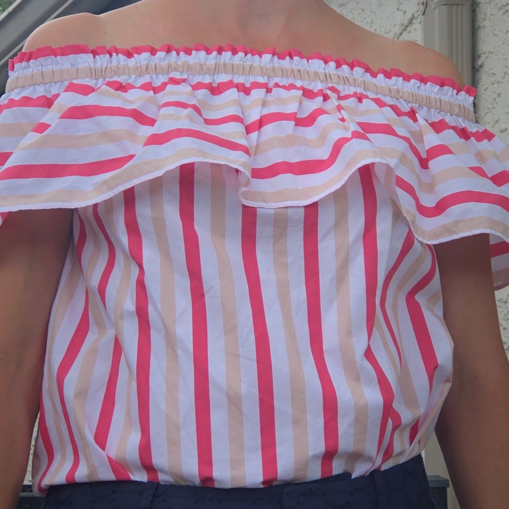 kate spade ♠️ off shoulder striped top NWT